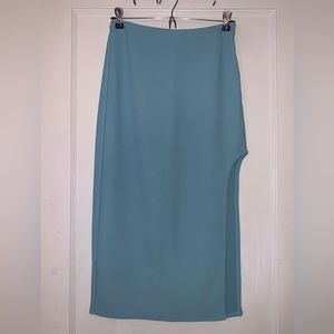 Abercrombie & Fitch Light Blue Elevated Slim Midi Skirt